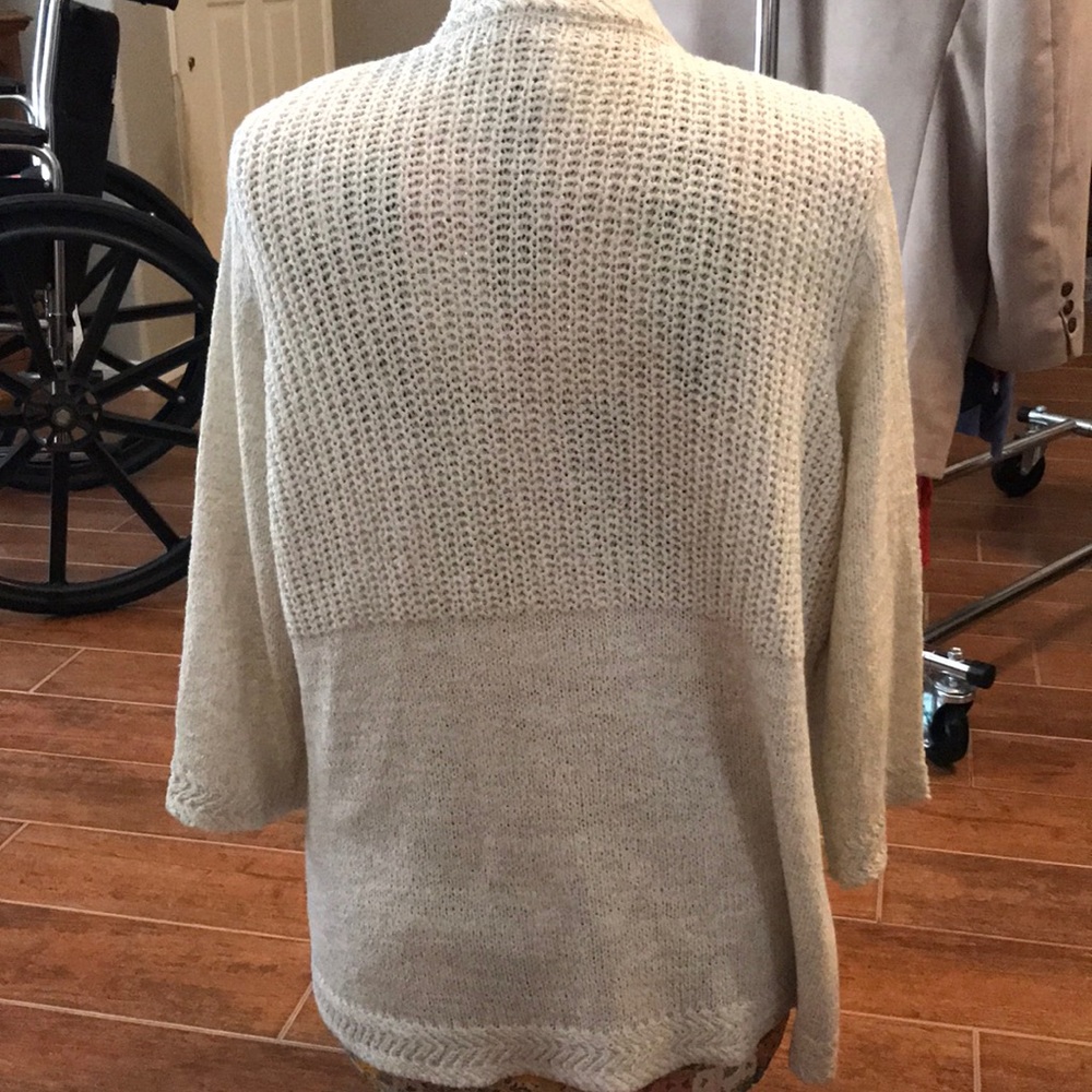 Chico’s Shimmery oatmeal 3/4 sleeve sweater - Picture 3 of 6